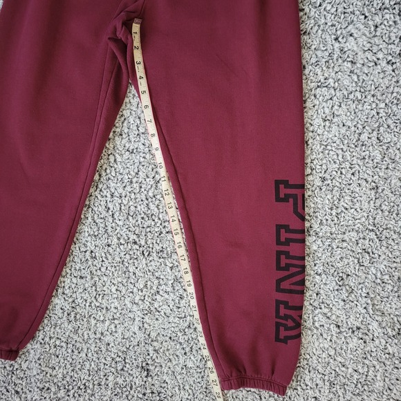 Pink Victoria's Secret burgundy wine red jogger sweatpants logo spellout preppy - Picture 7 of 11
